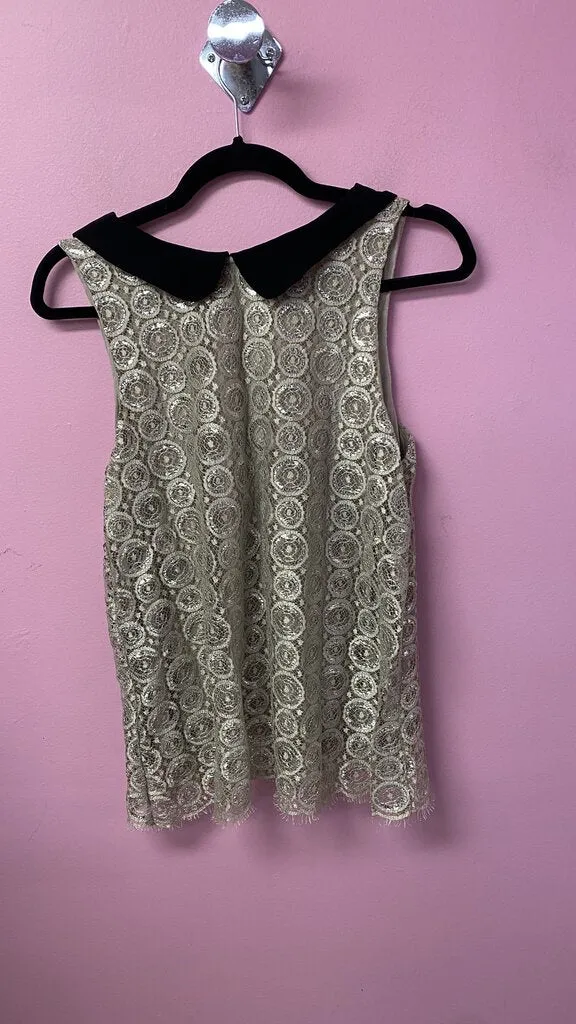 Silver Lace Peter Pan Tank