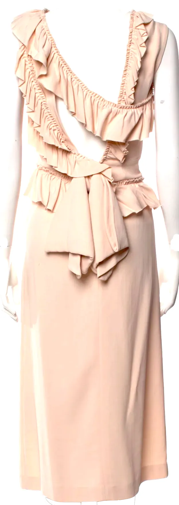 SIMONE ROCHA UK. Pink Bateau Neck Ruffle Embellishments Midi Length Dress