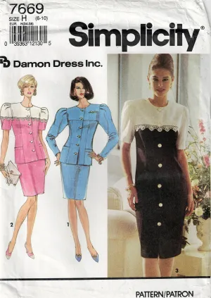 Simplicity 7669 Womens Puff Sleeved Princess Dress Top & Pants 1990s Vintage Sewing Pattern Size 6 - 10 UNCUT Factory Folded