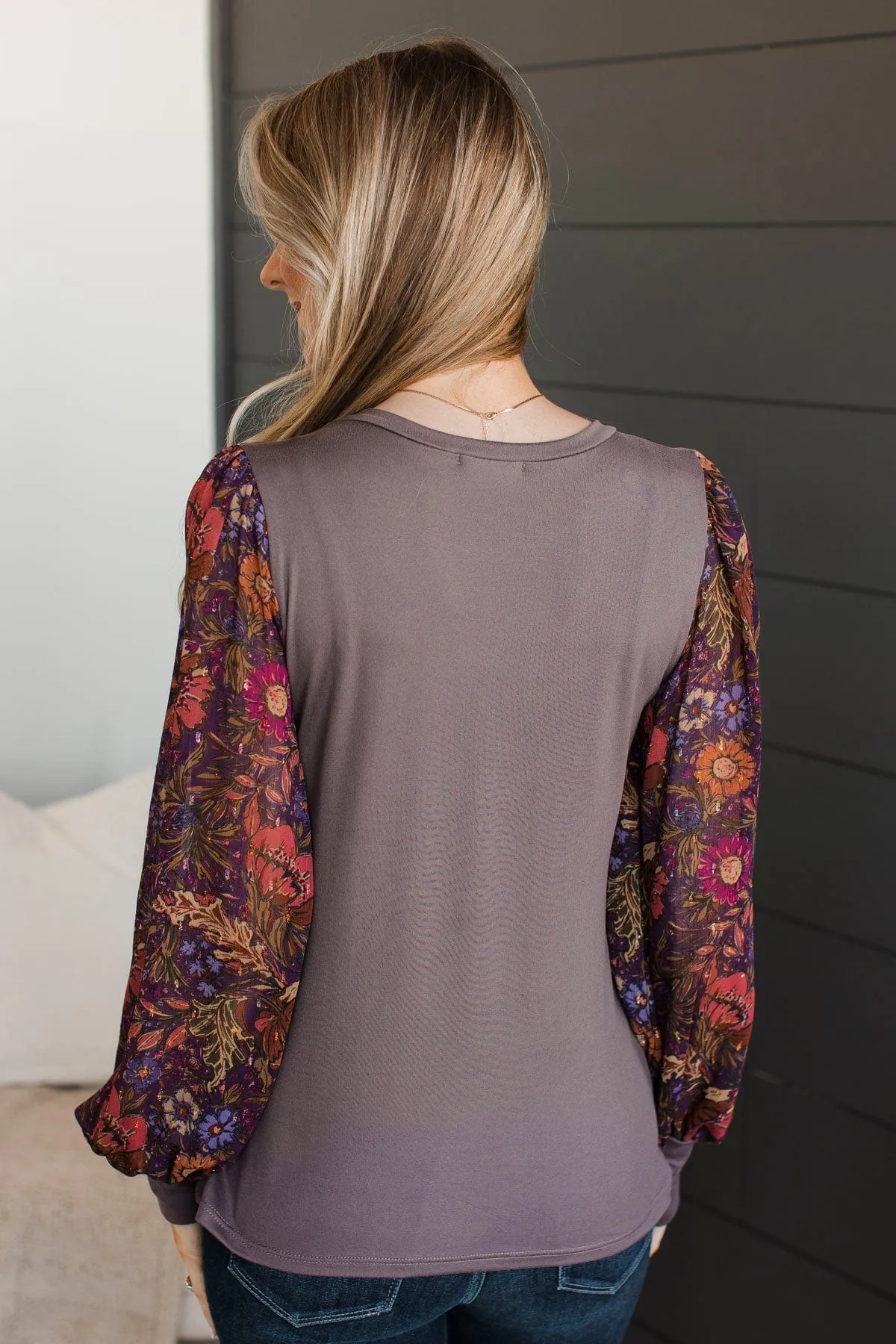 Simply Darling Puff Sleeve Top- Dusty Plum