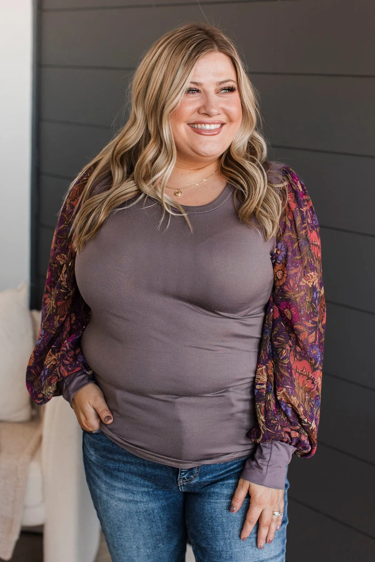 Simply Darling Puff Sleeve Top- Dusty Plum