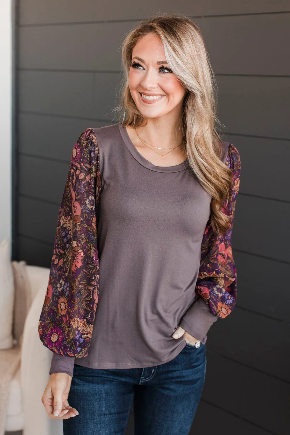 Simply Darling Puff Sleeve Top- Dusty Plum