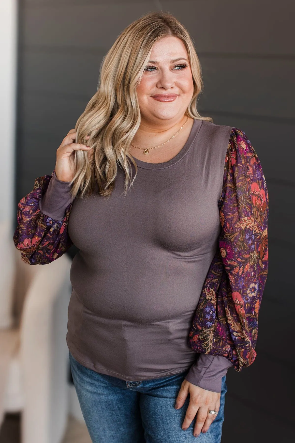 Simply Darling Puff Sleeve Top- Dusty Plum