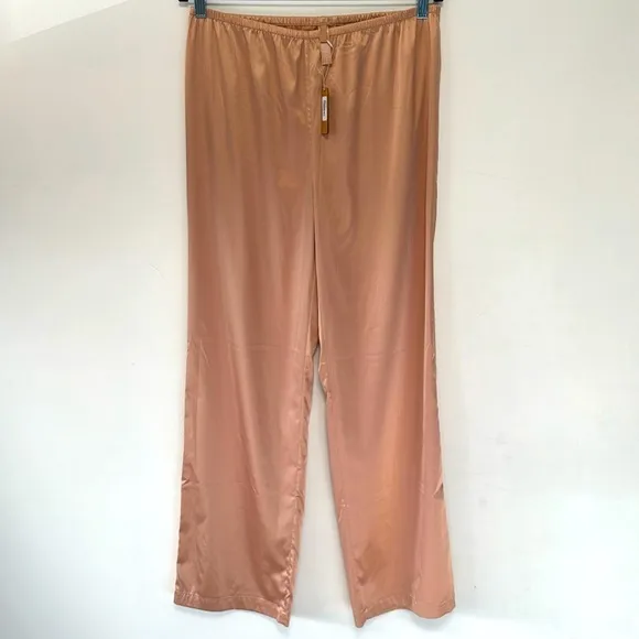 Skims Woven Shine Satin LoungePants Pink Sand