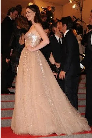 Sparkly A-line Floor-length Sweetheart Long Tulle Prom Dresses, PD0028
