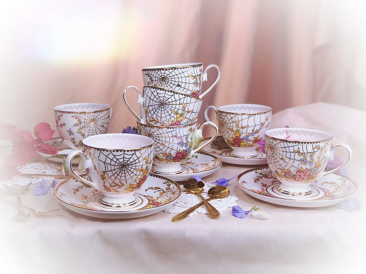 Spiderweb Tea Cup & Saucer Set