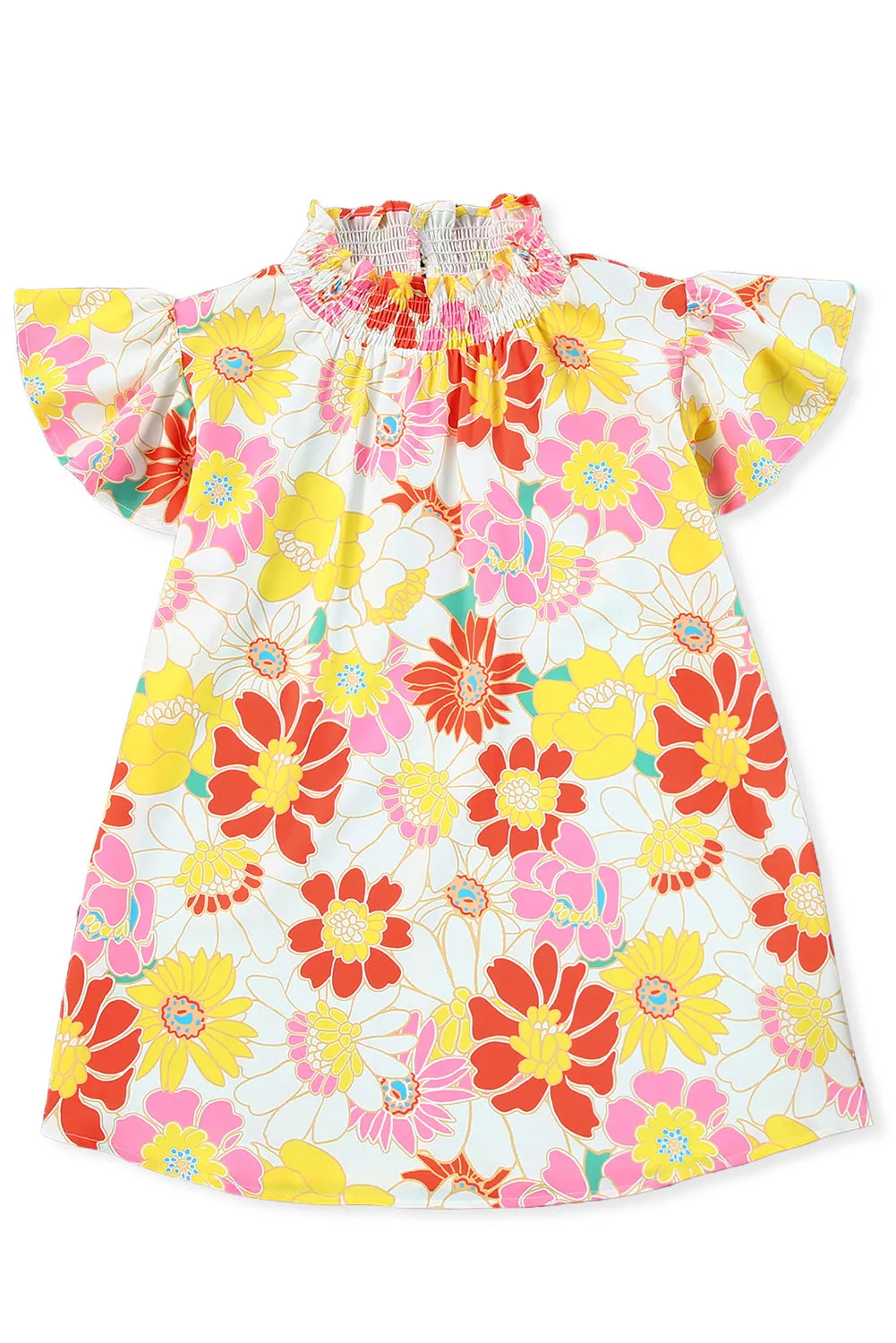 Stand Collar Flutter Floral Top