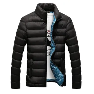 Stand Collar Solid Thick Jacket