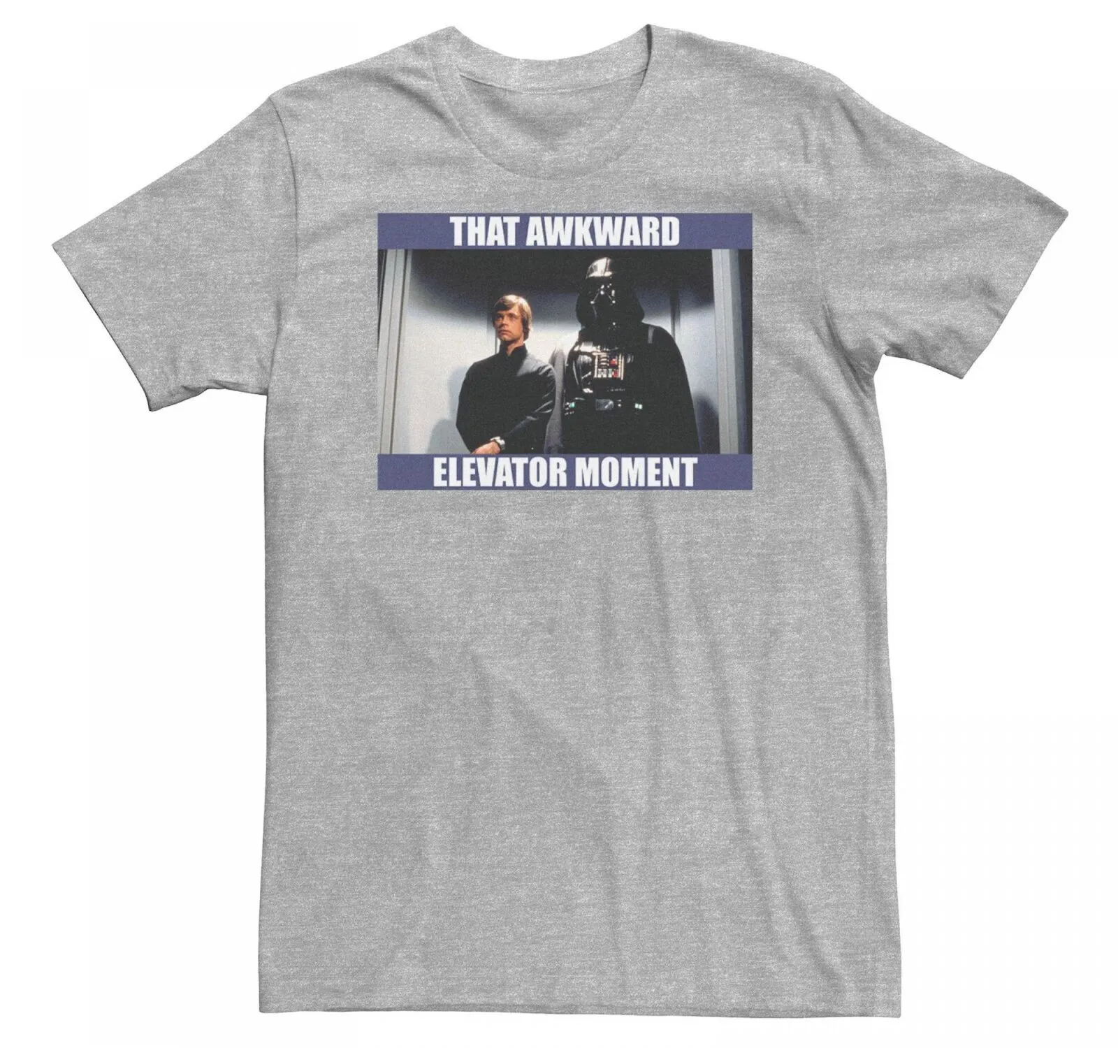 Star Wars Awkward Elevator Moment Mens Tops Short Sleeve Tee Shirt Gray XL Tall