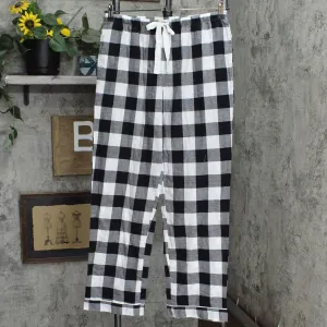 Stars Above Womens Plaid Drawstring Pajama Sleep Pants 93G9Y Black / White M