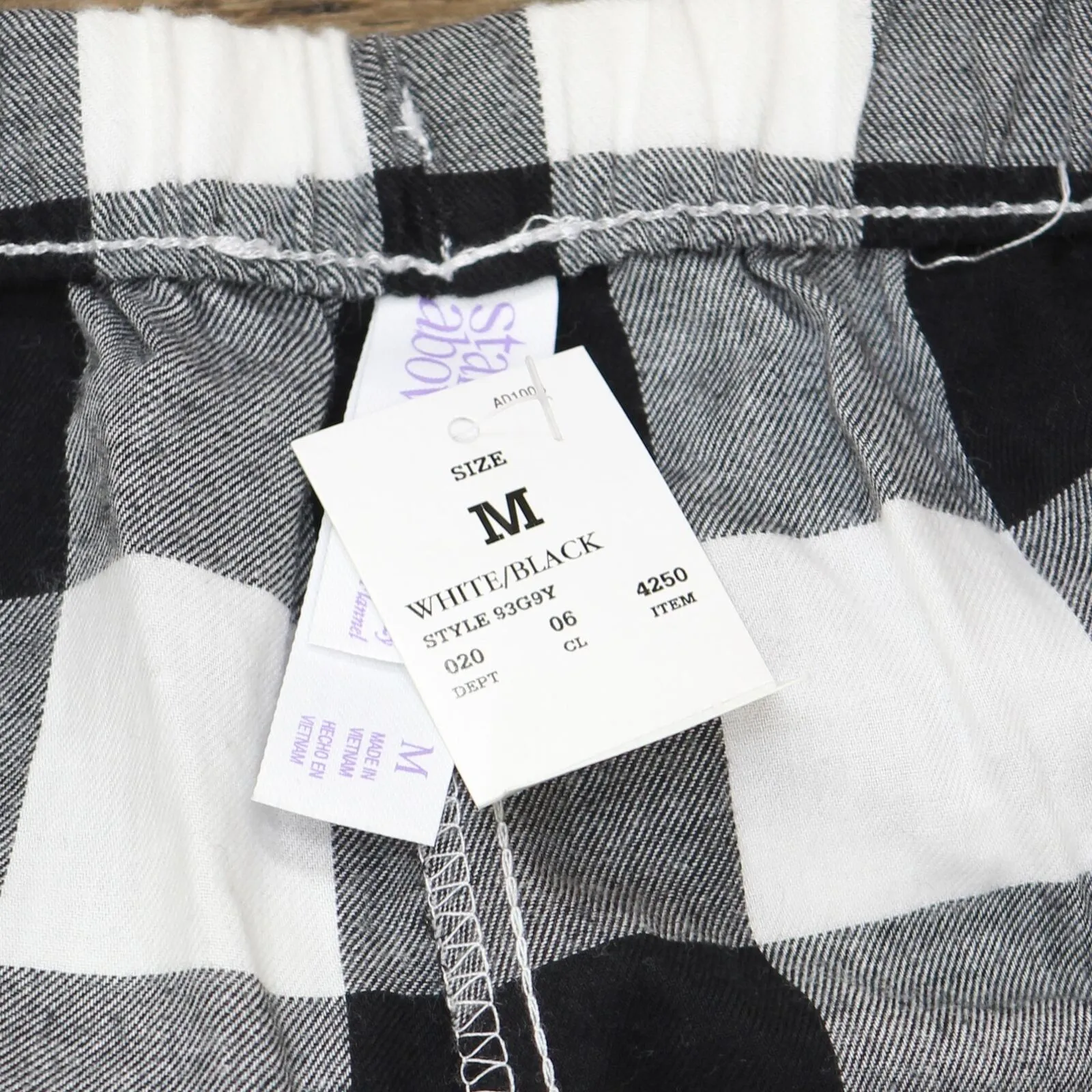 Stars Above Womens Plaid Drawstring Pajama Sleep Pants 93G9Y Black / White M