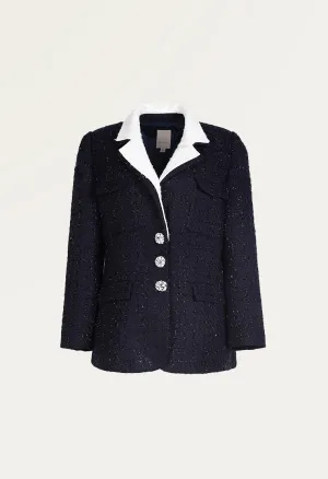 Straight cut tweed blazer