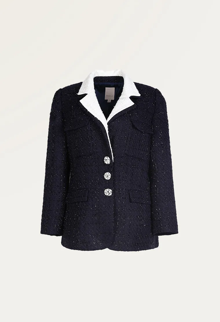 Straight cut tweed blazer