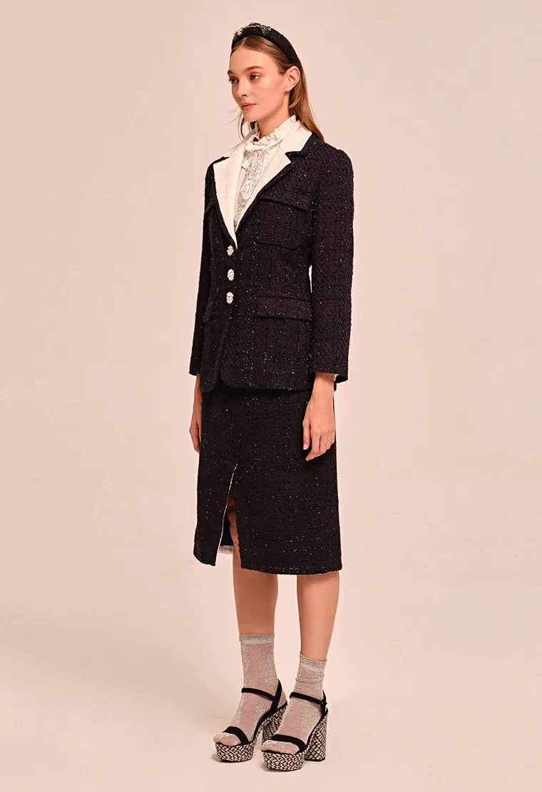 Straight cut tweed blazer