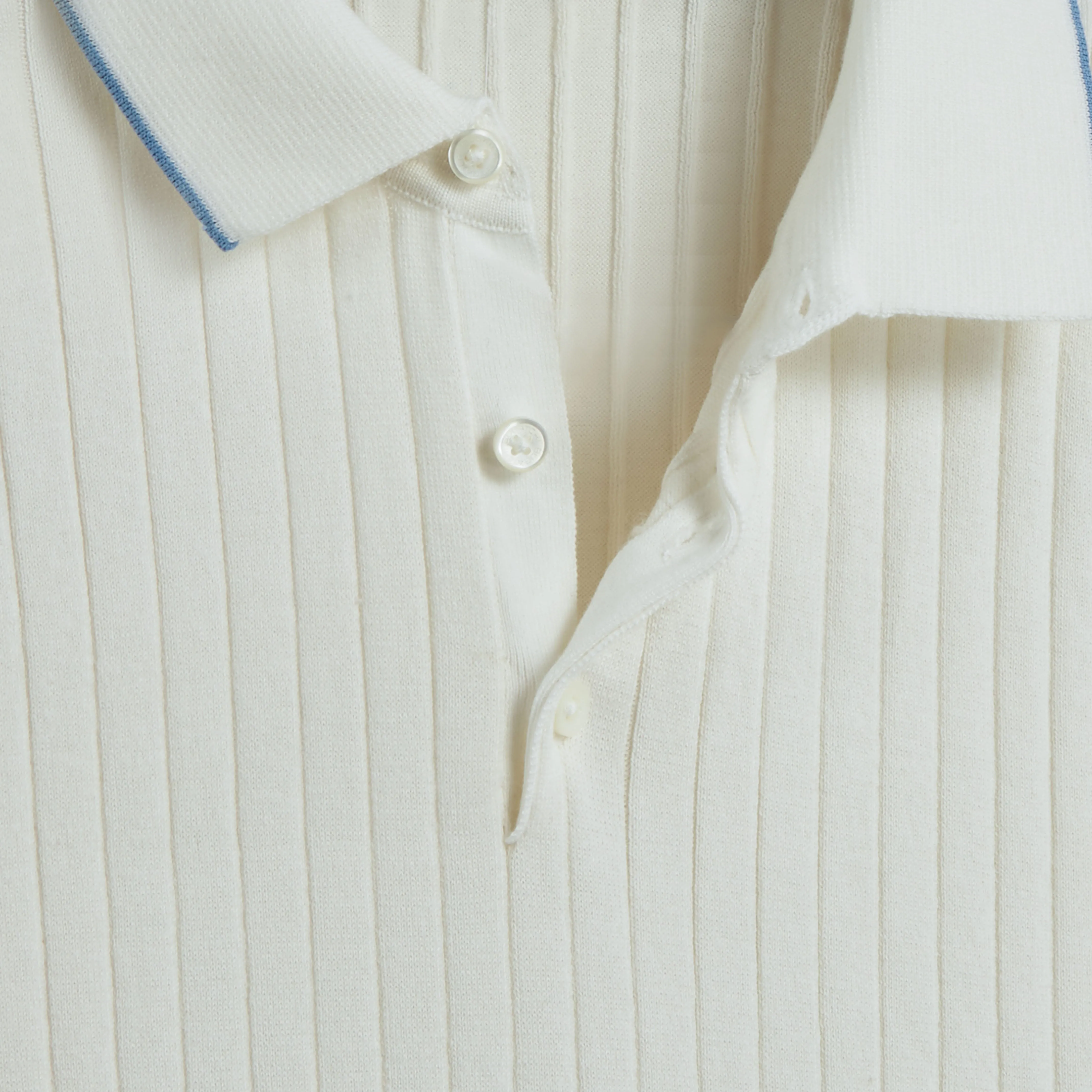 Stripe Stitch Three Button Polo Sweater