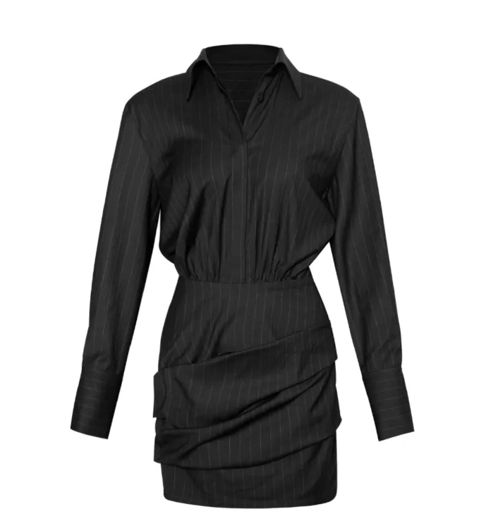 Stripe Suit Shirt Dress