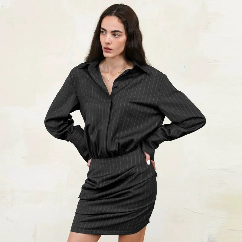 Stripe Suit Shirt Dress