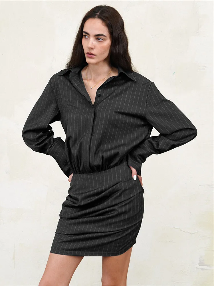 Stripe Suit Shirt Dress