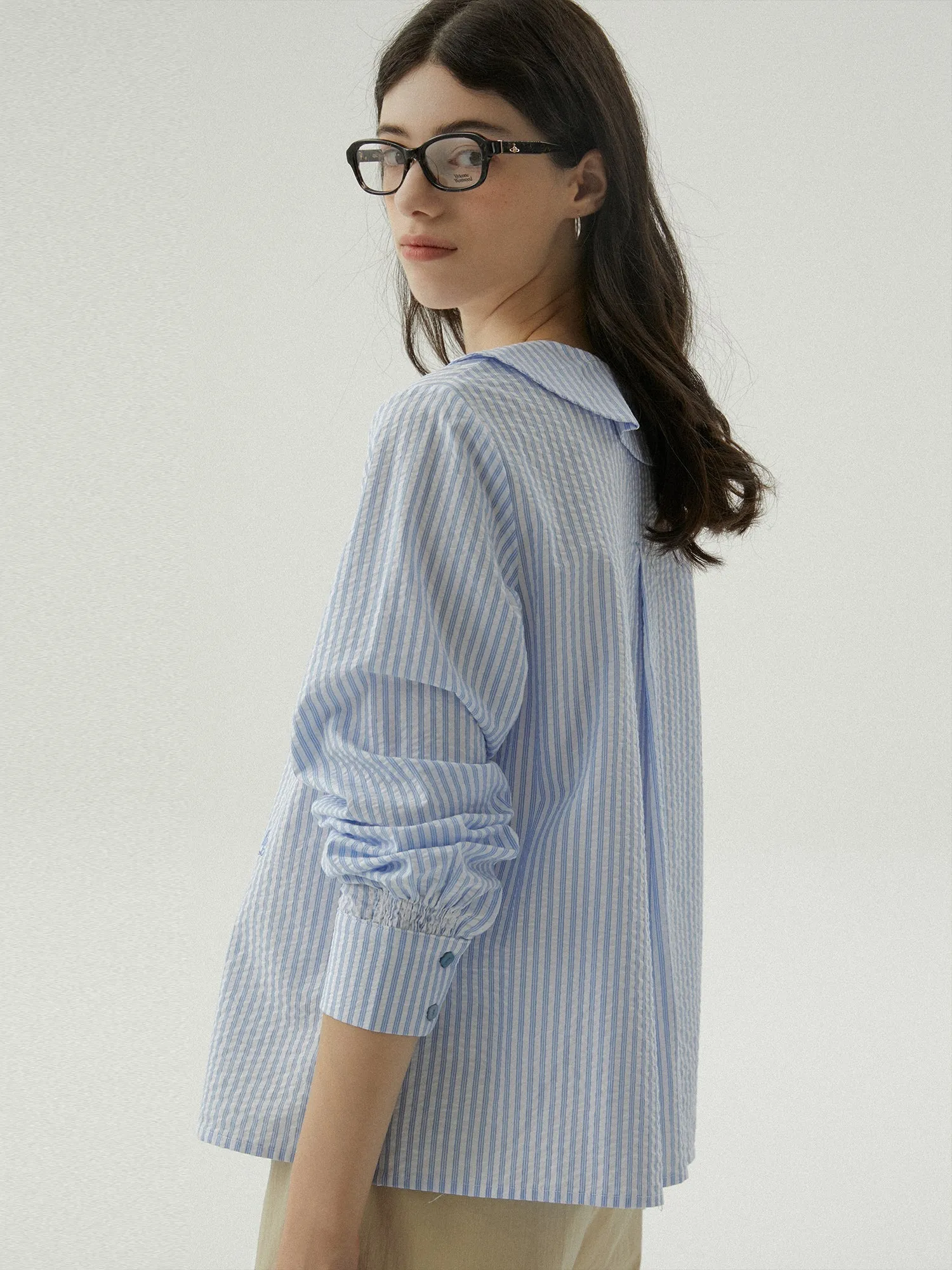 Striped Button-Up Blouse