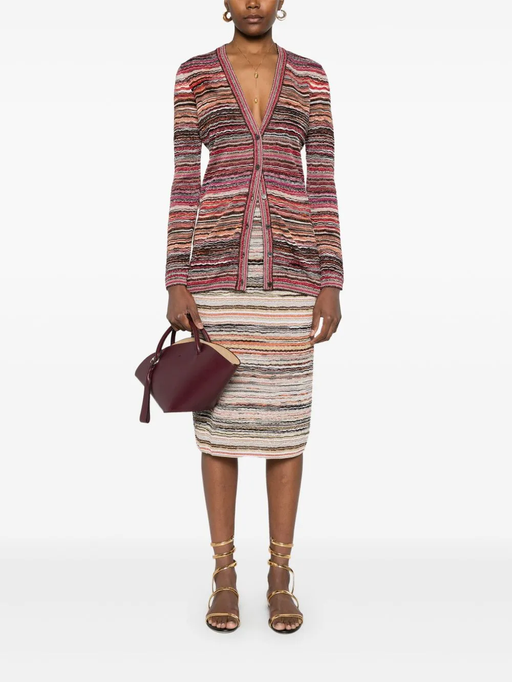 Striped midi skirt