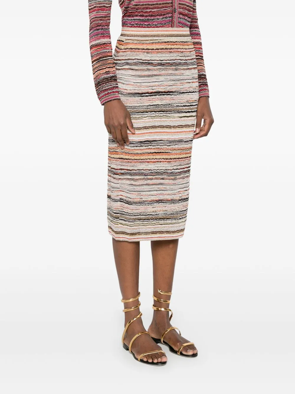 Striped midi skirt