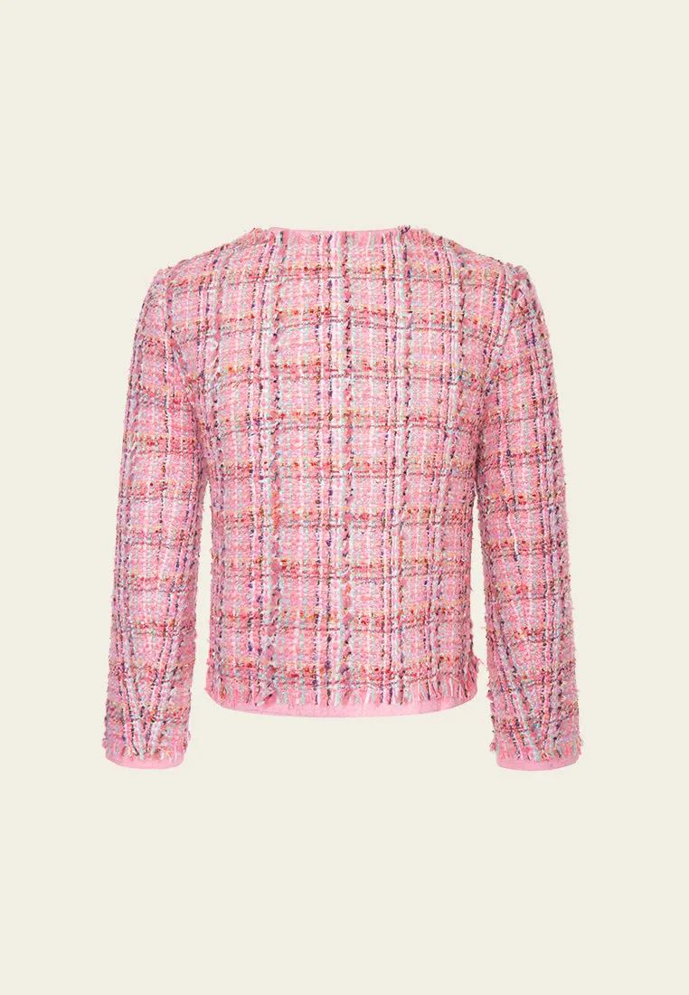 Structured Frayed-detail Checked Jacket