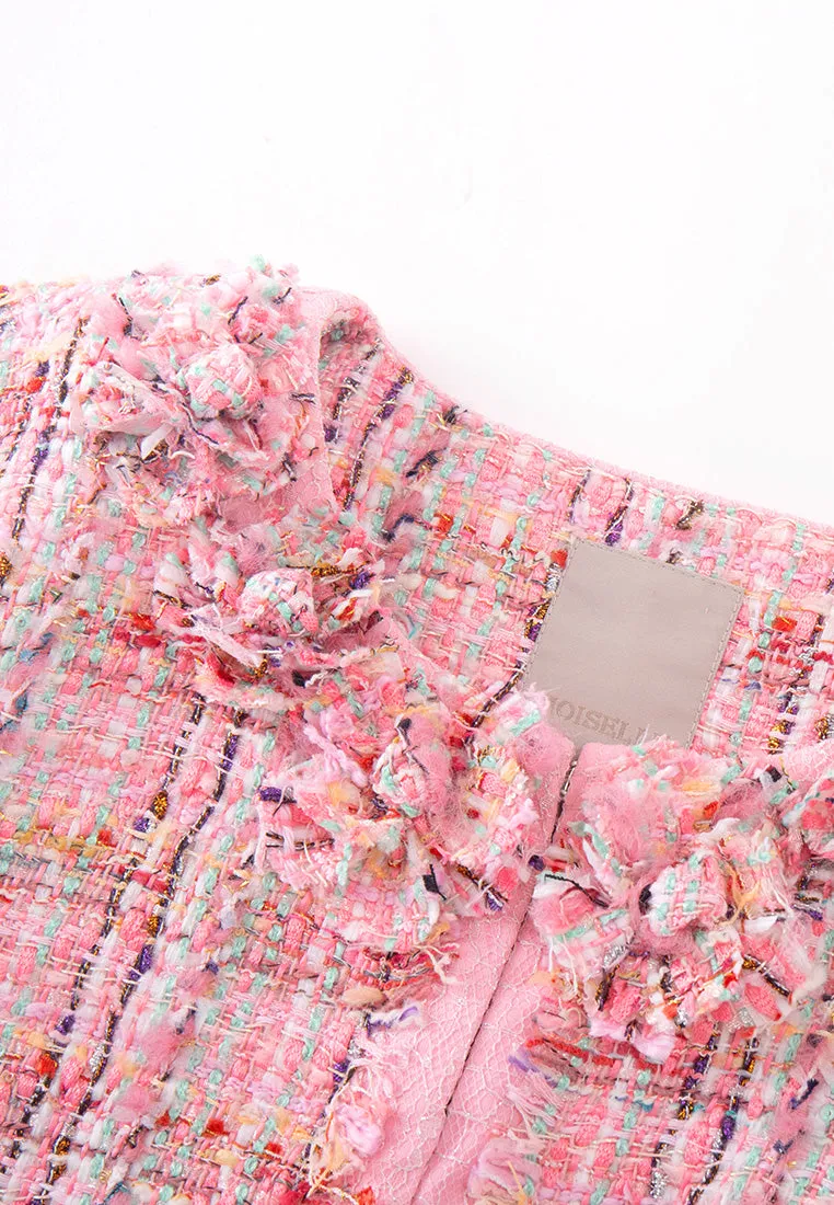 Structured Frayed-detail Checked Jacket