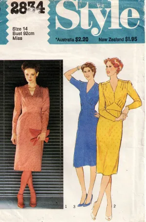Style 2834 Womens Midriff Panel Dress 1970s Vintage Sewing Pattern Size 14 Bust 36 inches