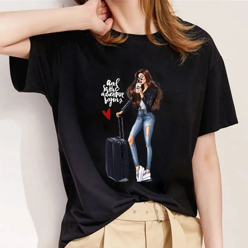 Style D： Enjoy Life Ladies Black T-shirt