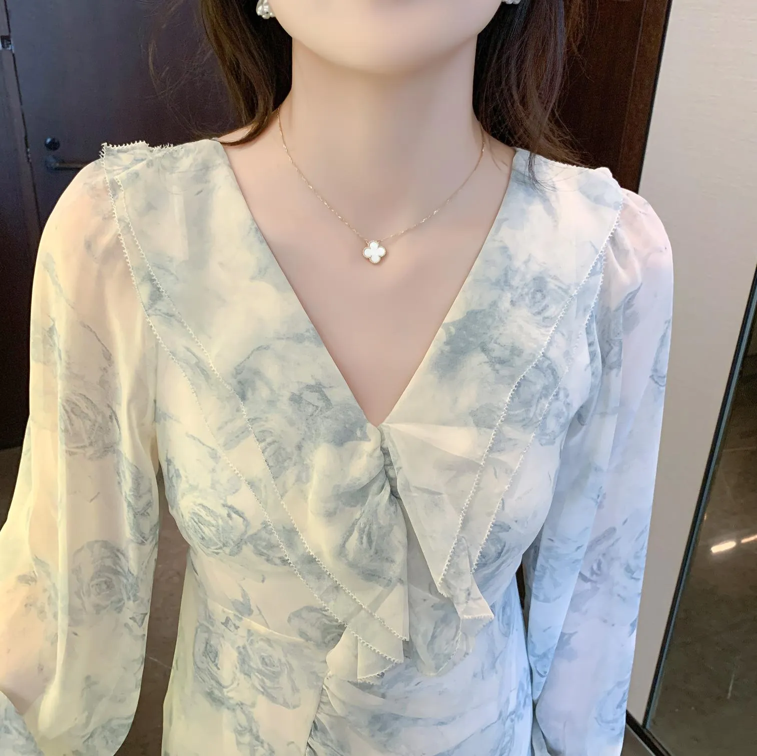 Stylish Mesh Chiffon Dress with Asymmetrical Hem for Women