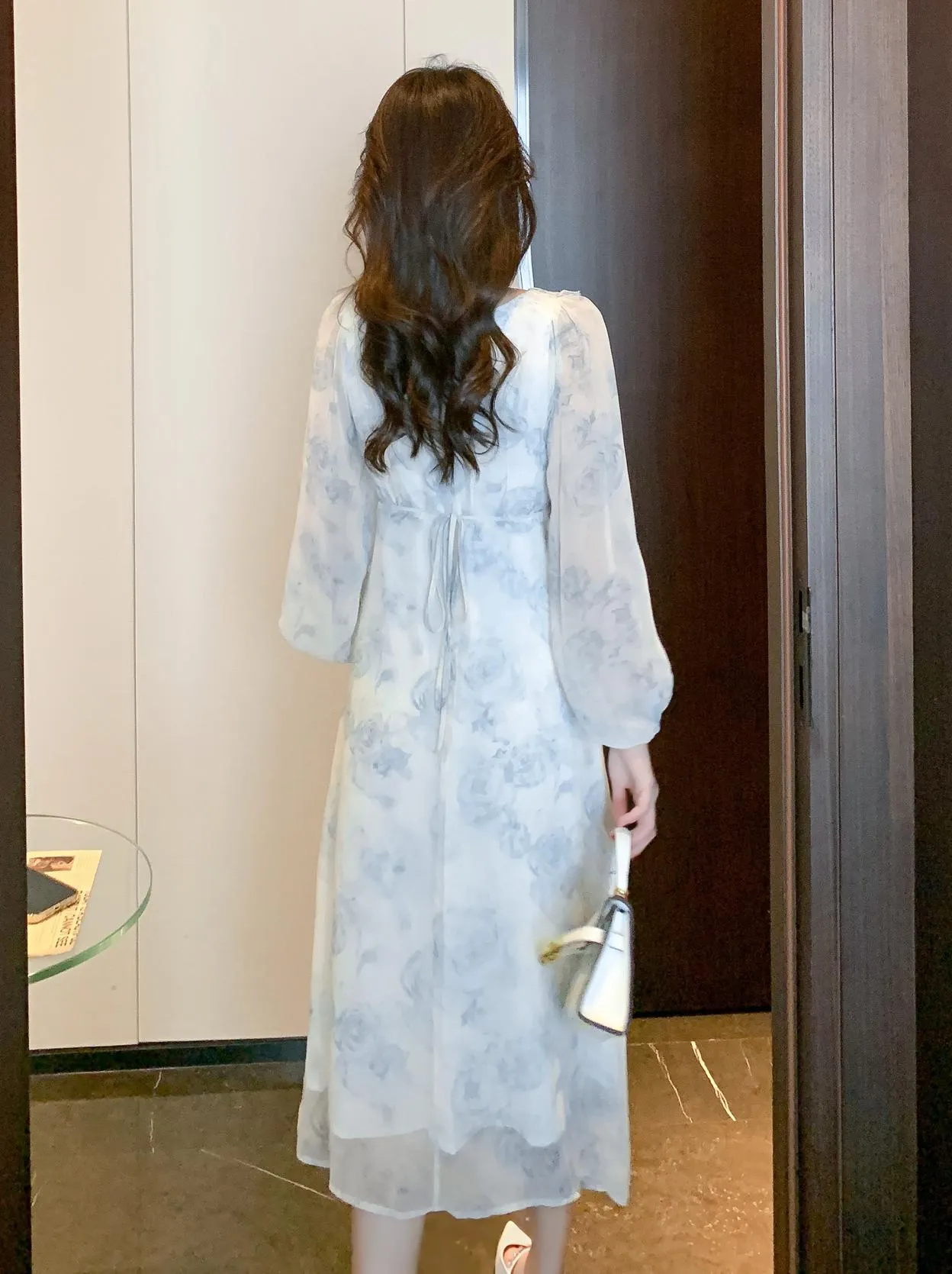 Stylish Mesh Chiffon Dress with Asymmetrical Hem for Women