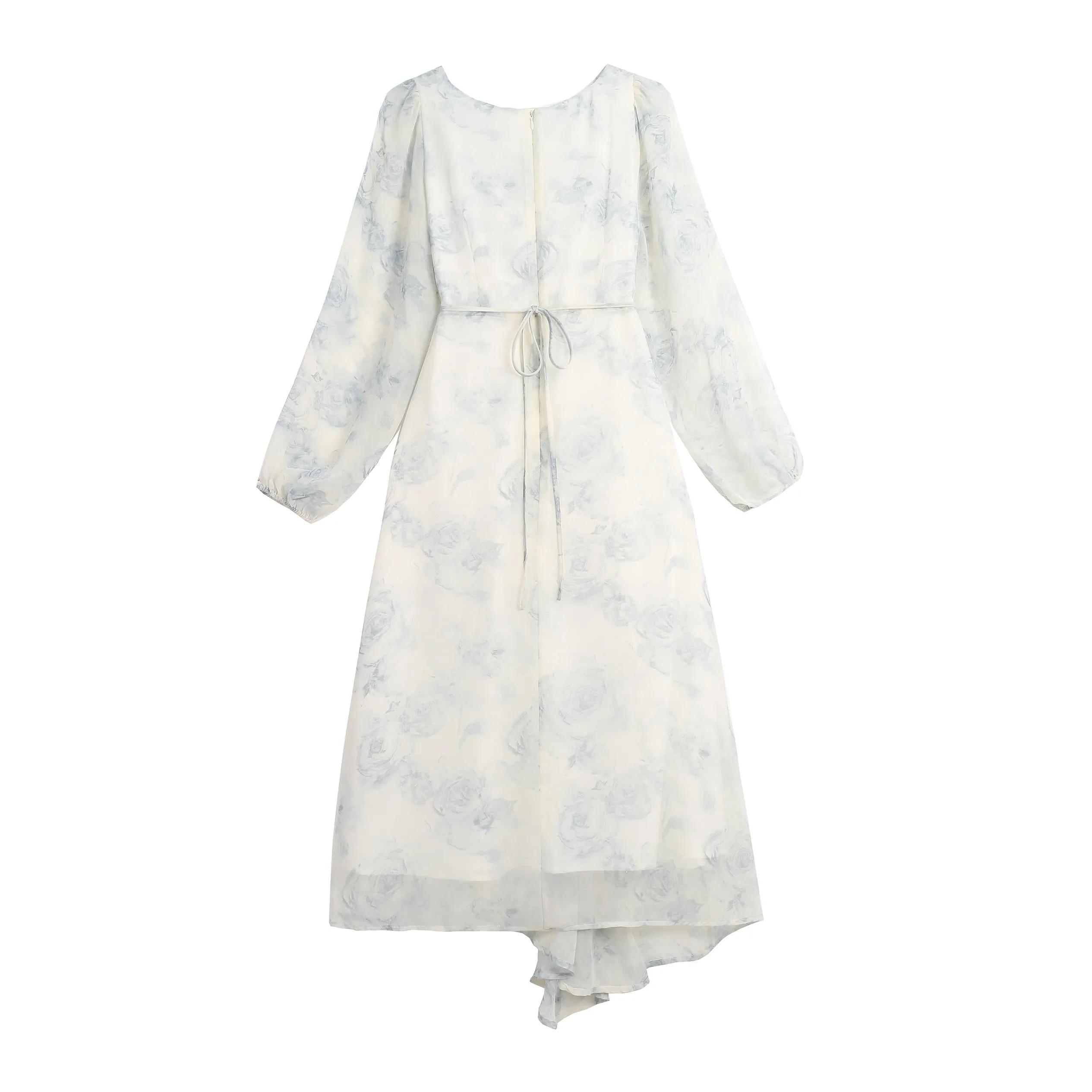 Stylish Mesh Chiffon Dress with Asymmetrical Hem for Women