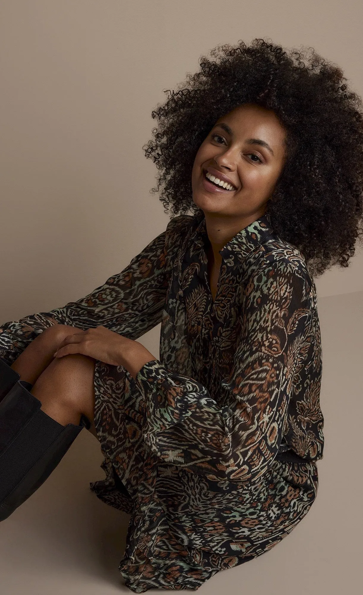 Summum Brown Print Top