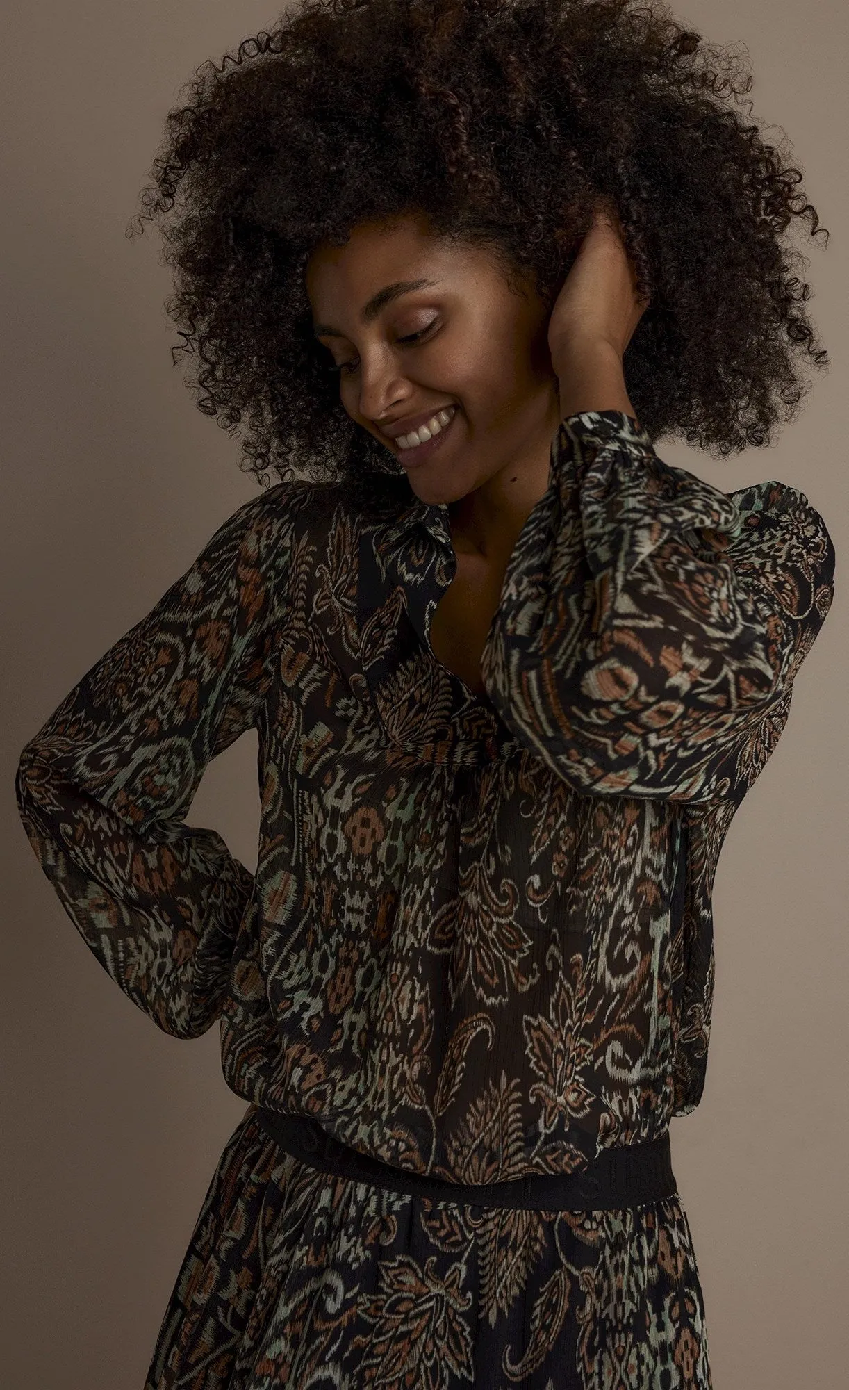 Summum Brown Print Top