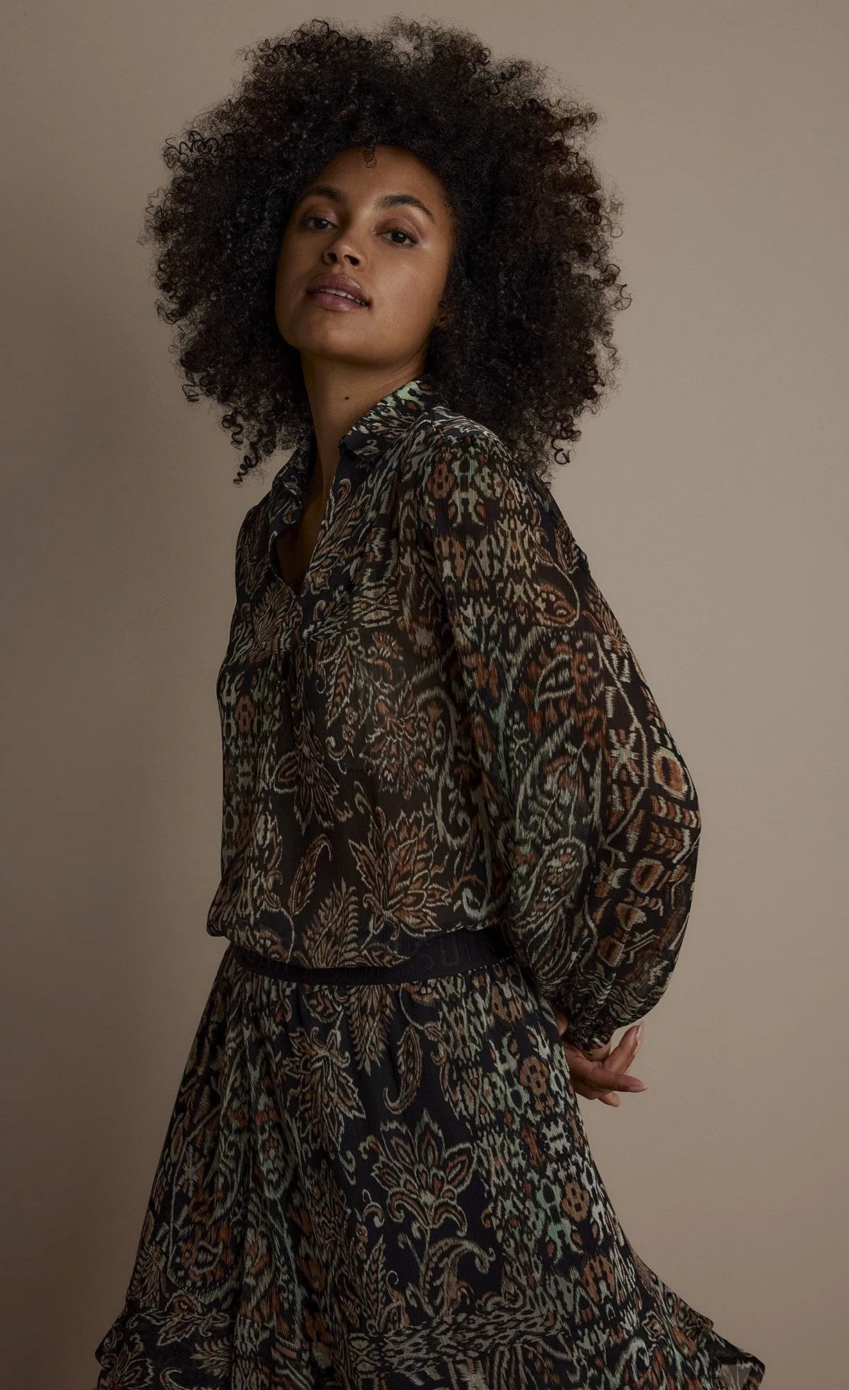 Summum Brown Print Top