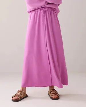 Summum Long Loose Fitting Tencel Skirt in Orchid Pink