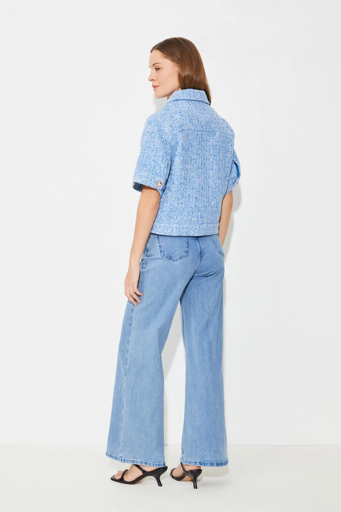 Suncoo Dolly Short-Sleeved Mottled Tweed Jacket