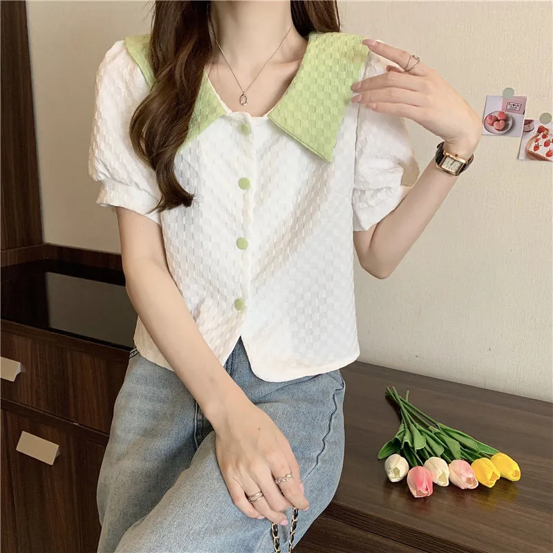 Sweet Panelled Peter Pan Collar Shirts