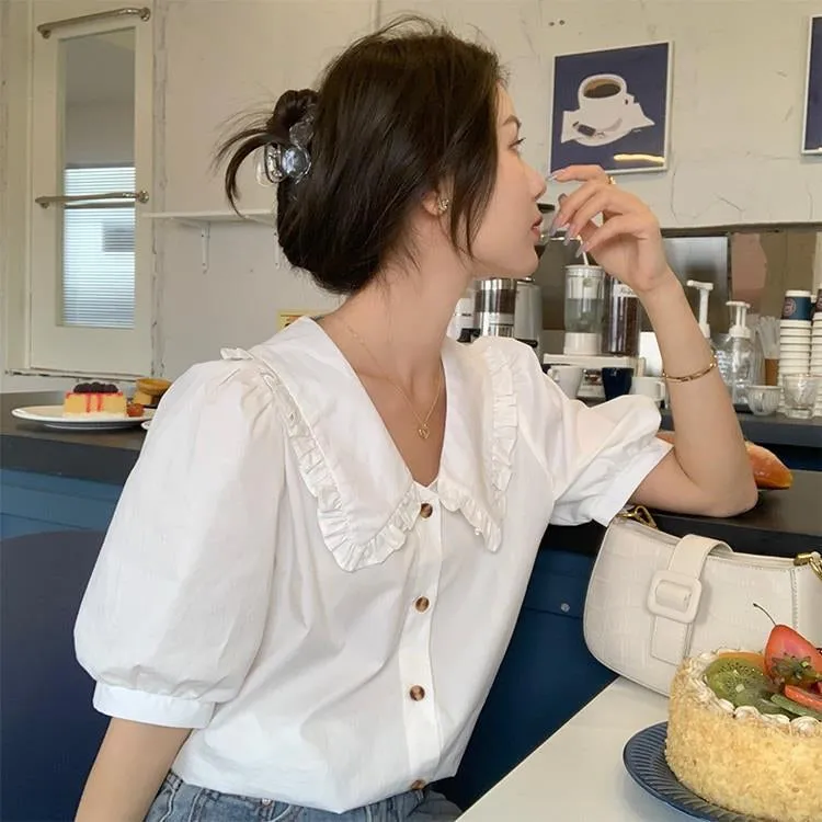Sweet Peter Pan Collar Elegant Office Blouse Shirt