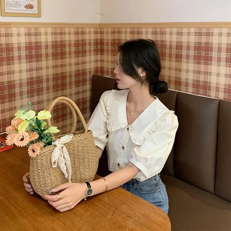 Sweet Peter Pan Collar Elegant Office Blouse Shirt