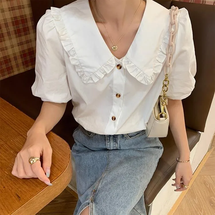 Sweet Peter Pan Collar Elegant Office Blouse Shirt