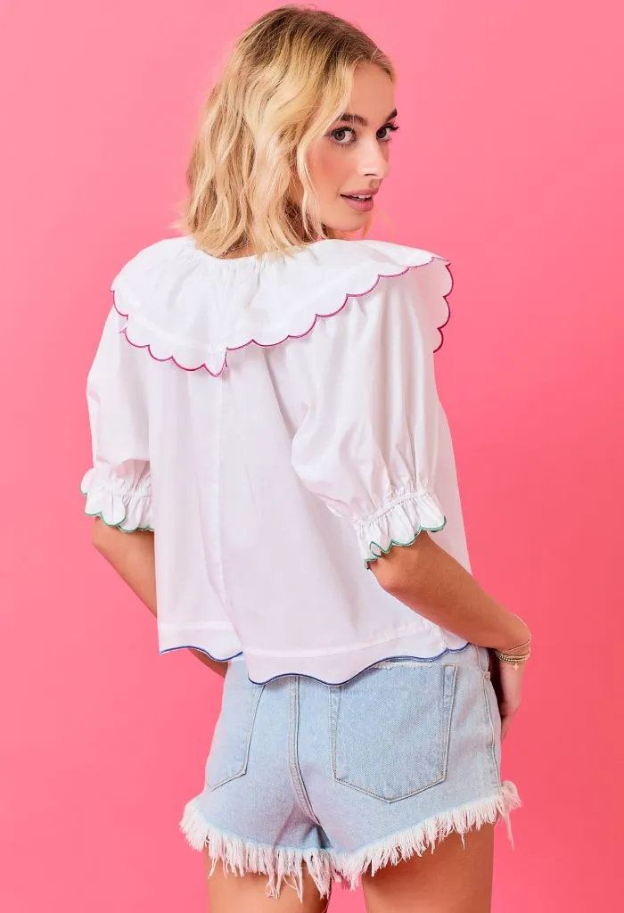 Sweetheart Scallop Blouse