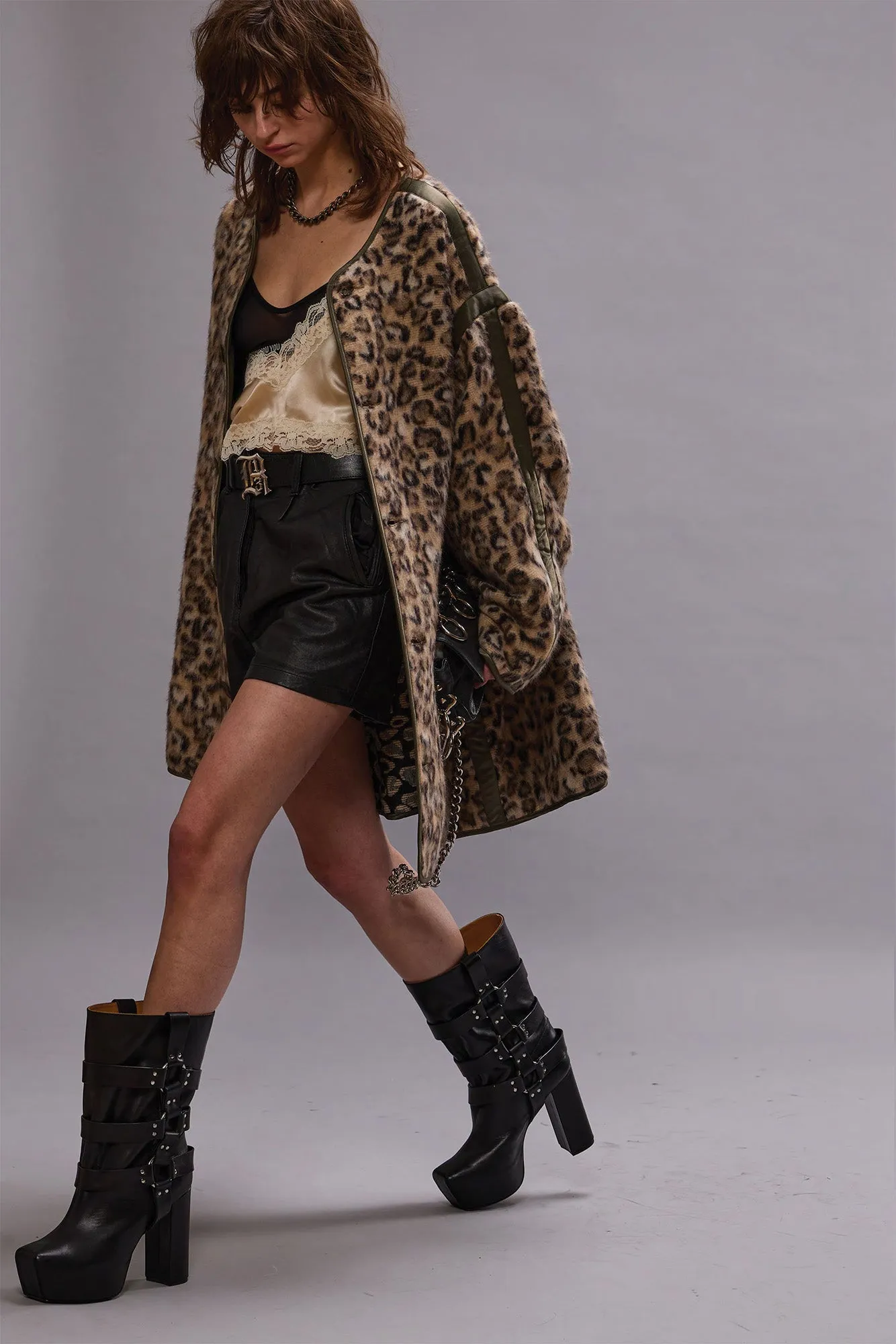 TAPED LINER COAT - WOOLY LEOPARD
