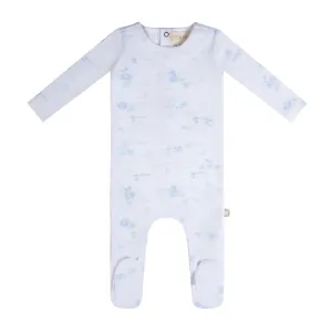 Tea Party Blue Footie   Beanie by Citrine