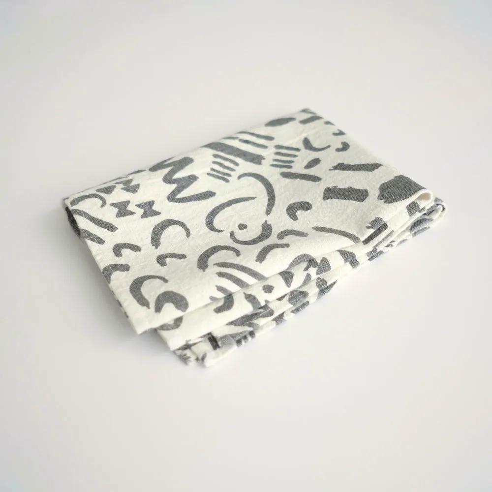 Tea Towel - Dashes & Moons - Charcoal