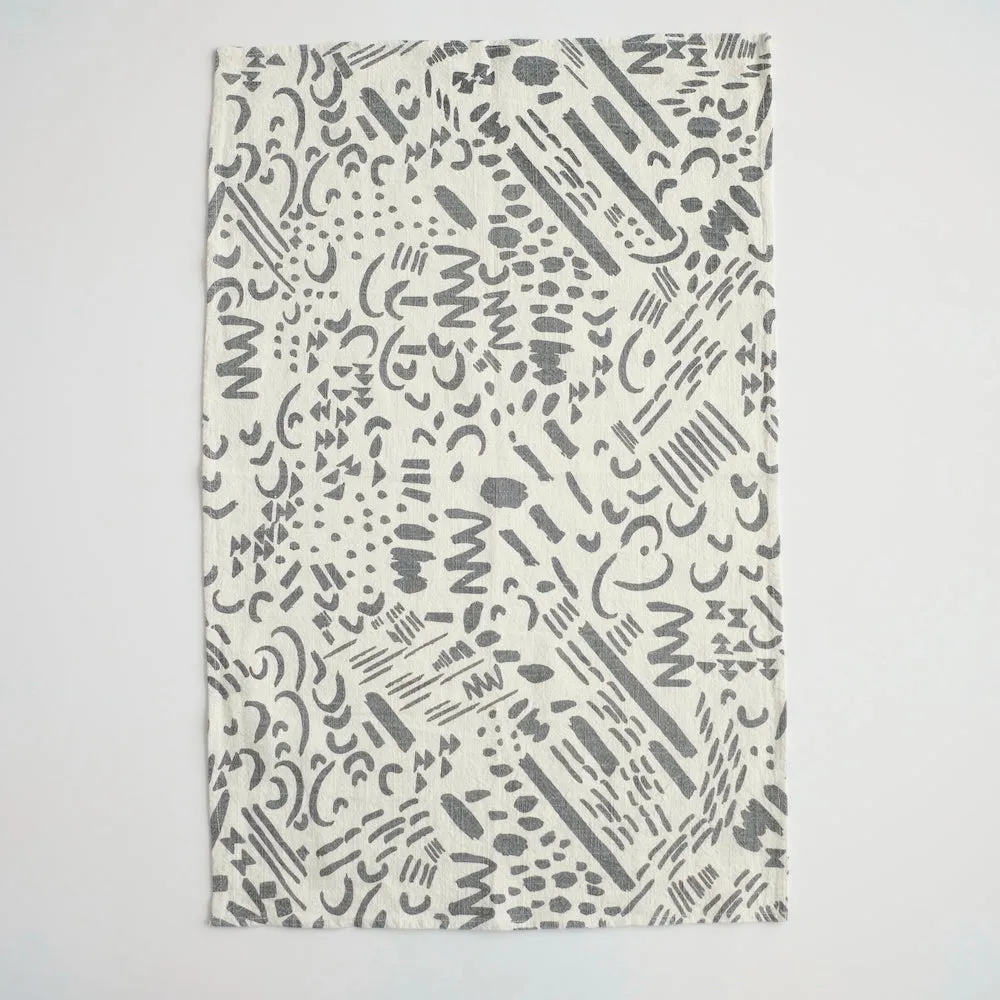 Tea Towel - Dashes & Moons - Charcoal