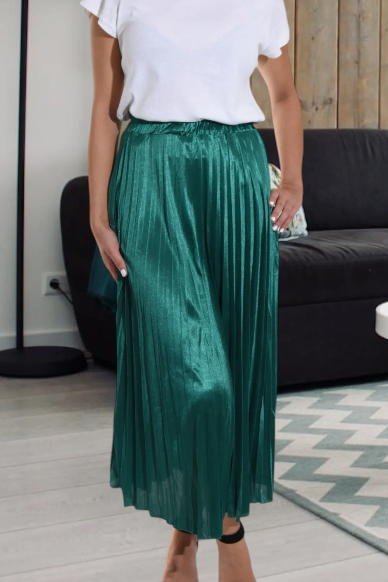 Teal Elasticated Pleated Skirt