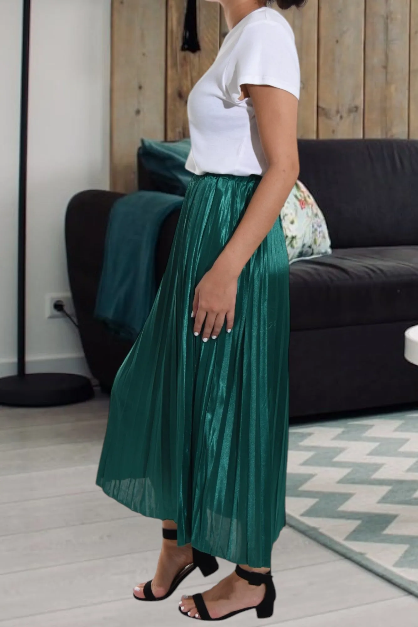 Teal Elasticated Pleated Skirt