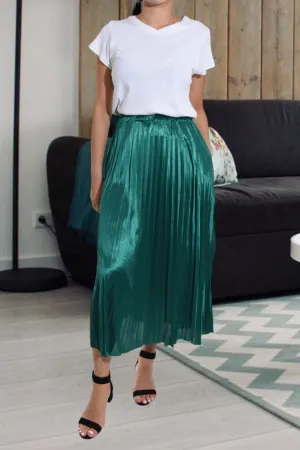 Teal Elasticated Pleated Skirt
