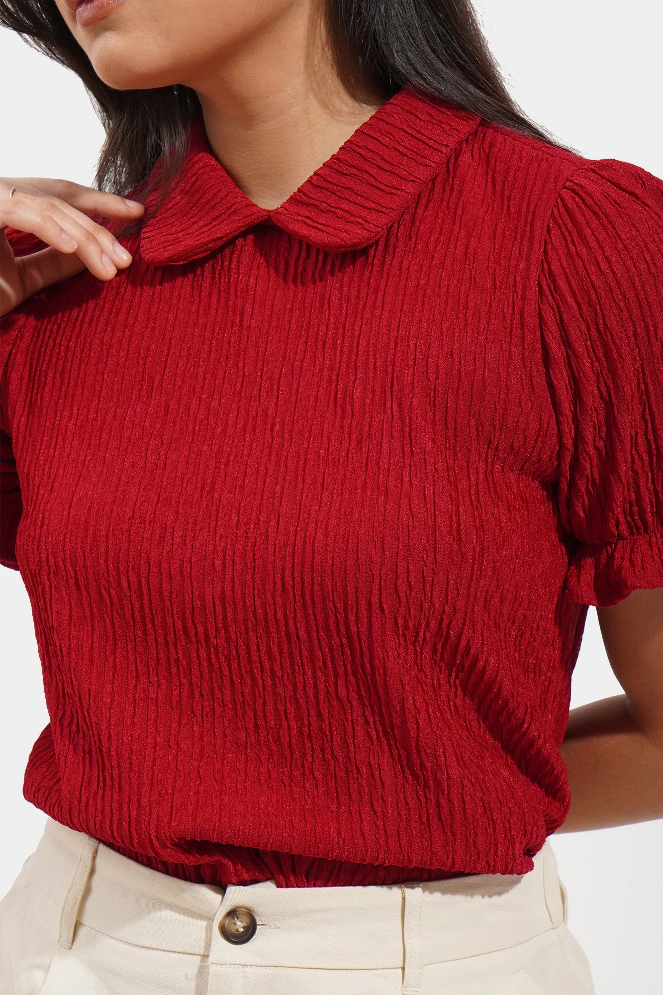 Textured Peter Pan Collared Tee